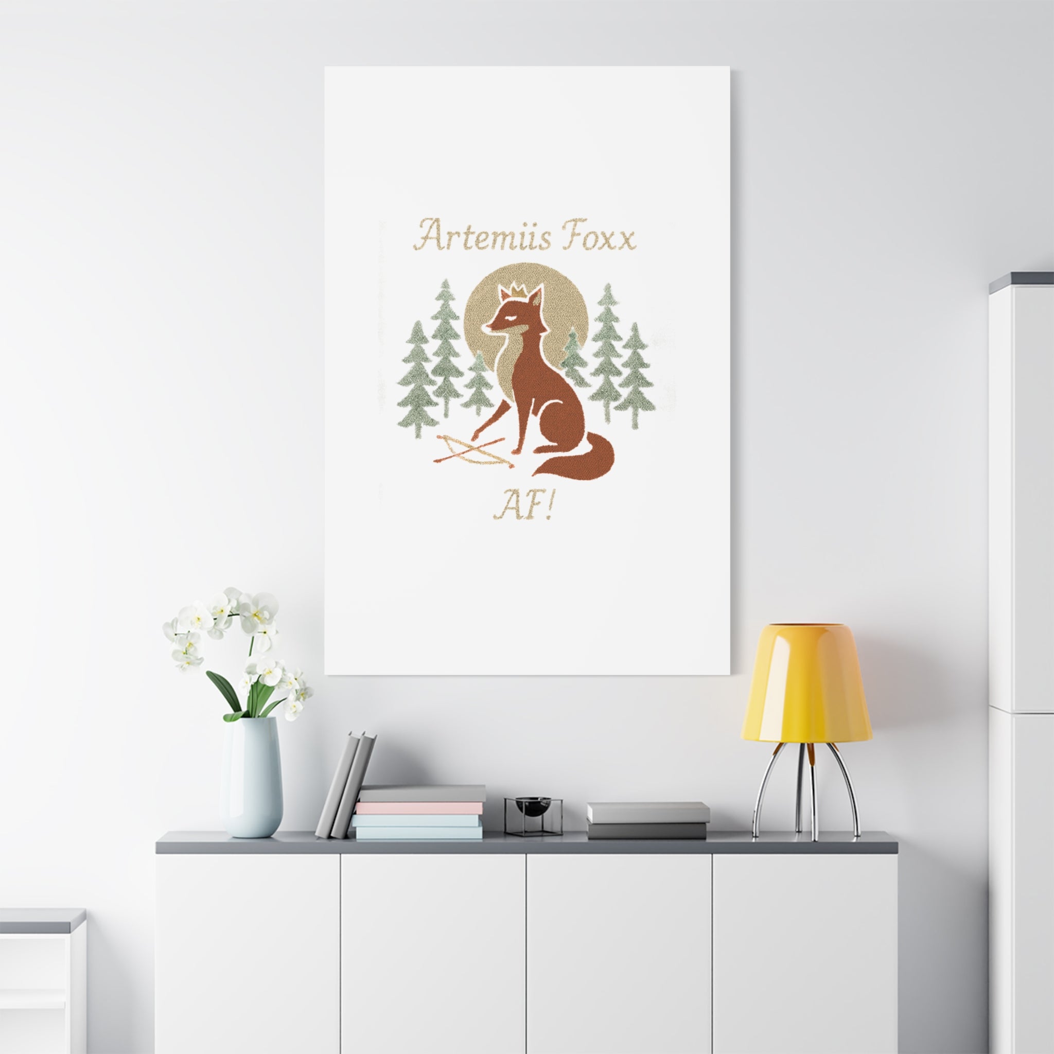 Artemiis Foxx crown fox illustration Matte Canvas