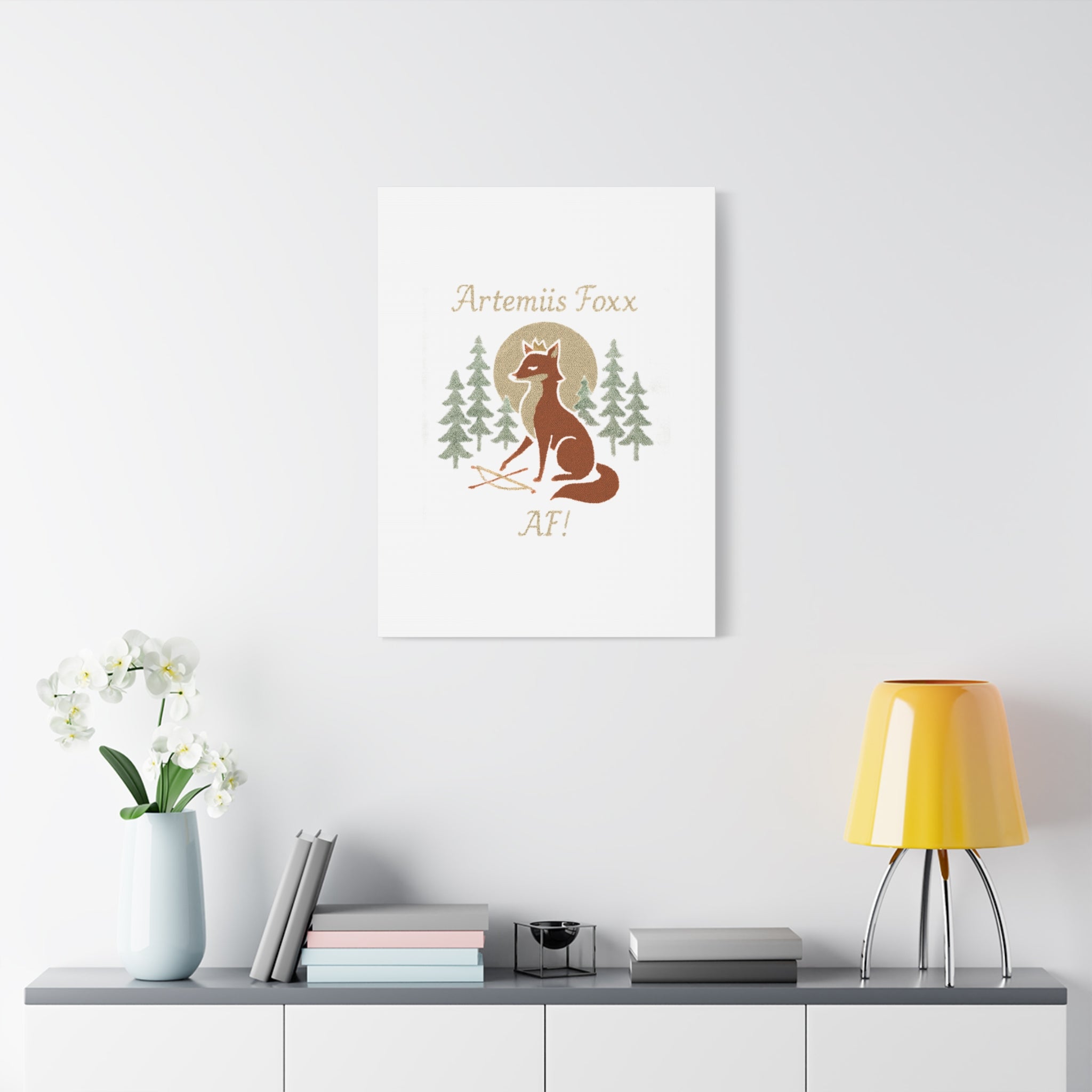 Artemiis Foxx crown fox illustration Matte Canvas