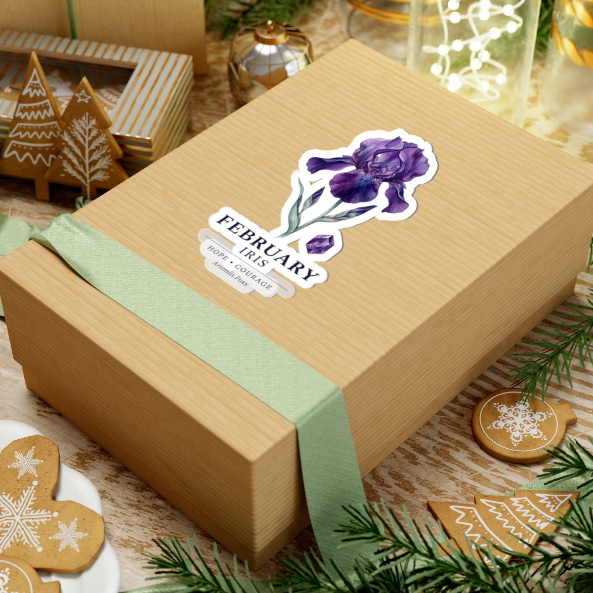 February Iris Sticker | Birth Flower, Botanical Birthday Sticker