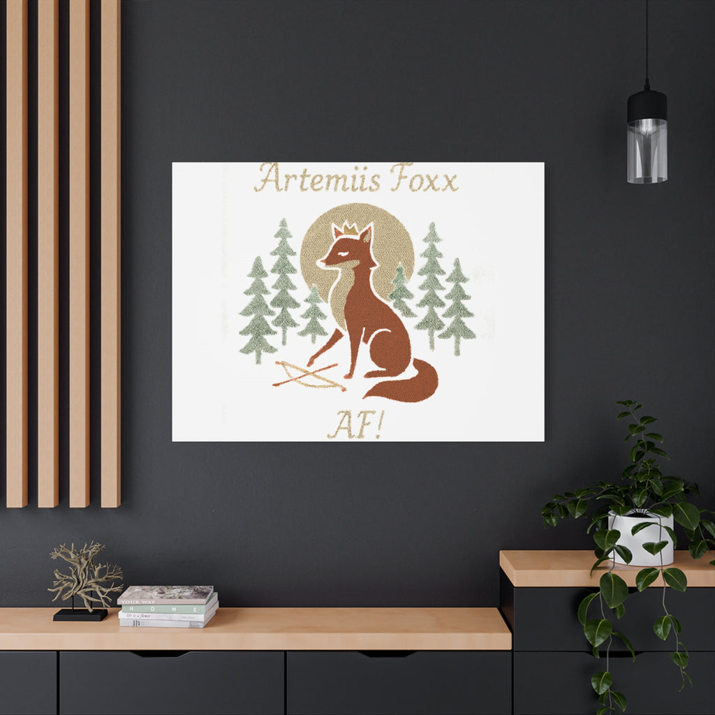 Artemiis Foxx crown fox illustration Matte Canvas