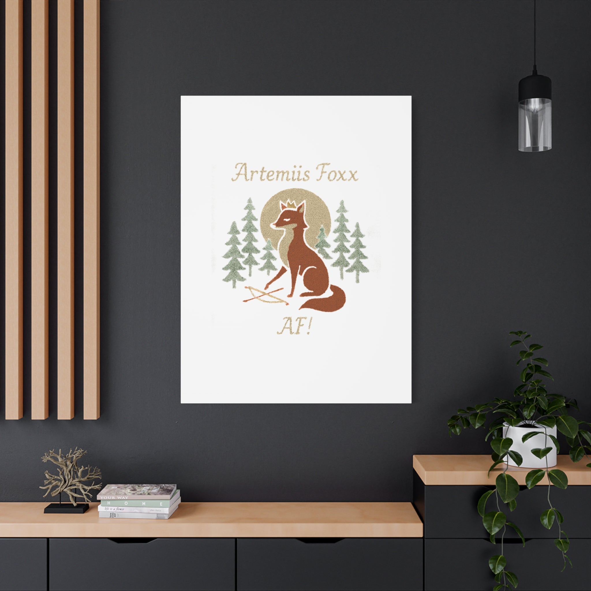 Artemiis Foxx crown fox illustration Matte Canvas