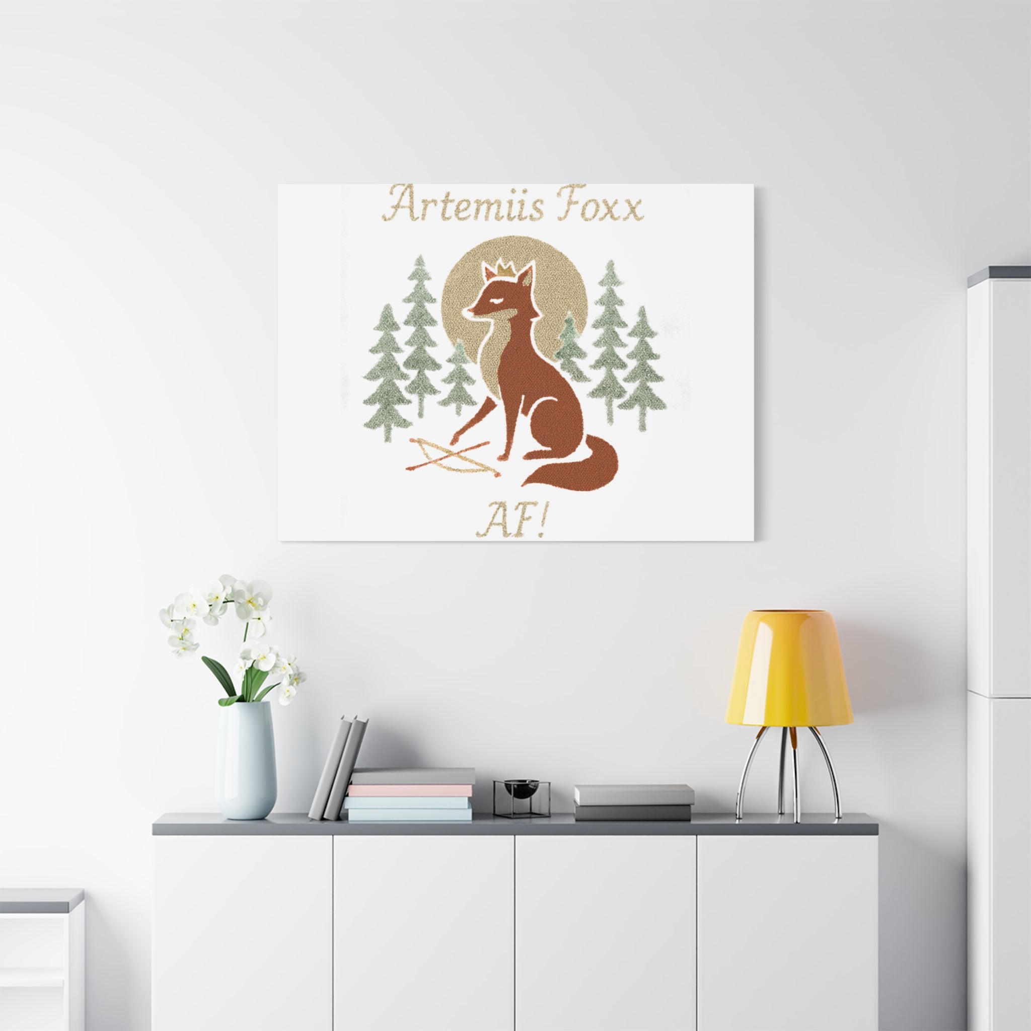Artemiis Foxx crown fox illustration Matte Canvas