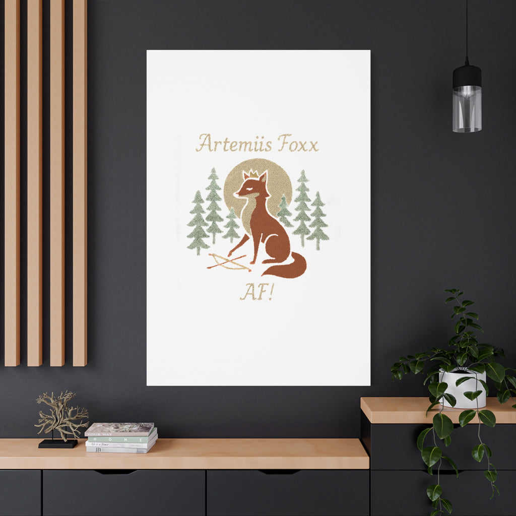 Artemiis Foxx crown fox illustration Matte Canvas