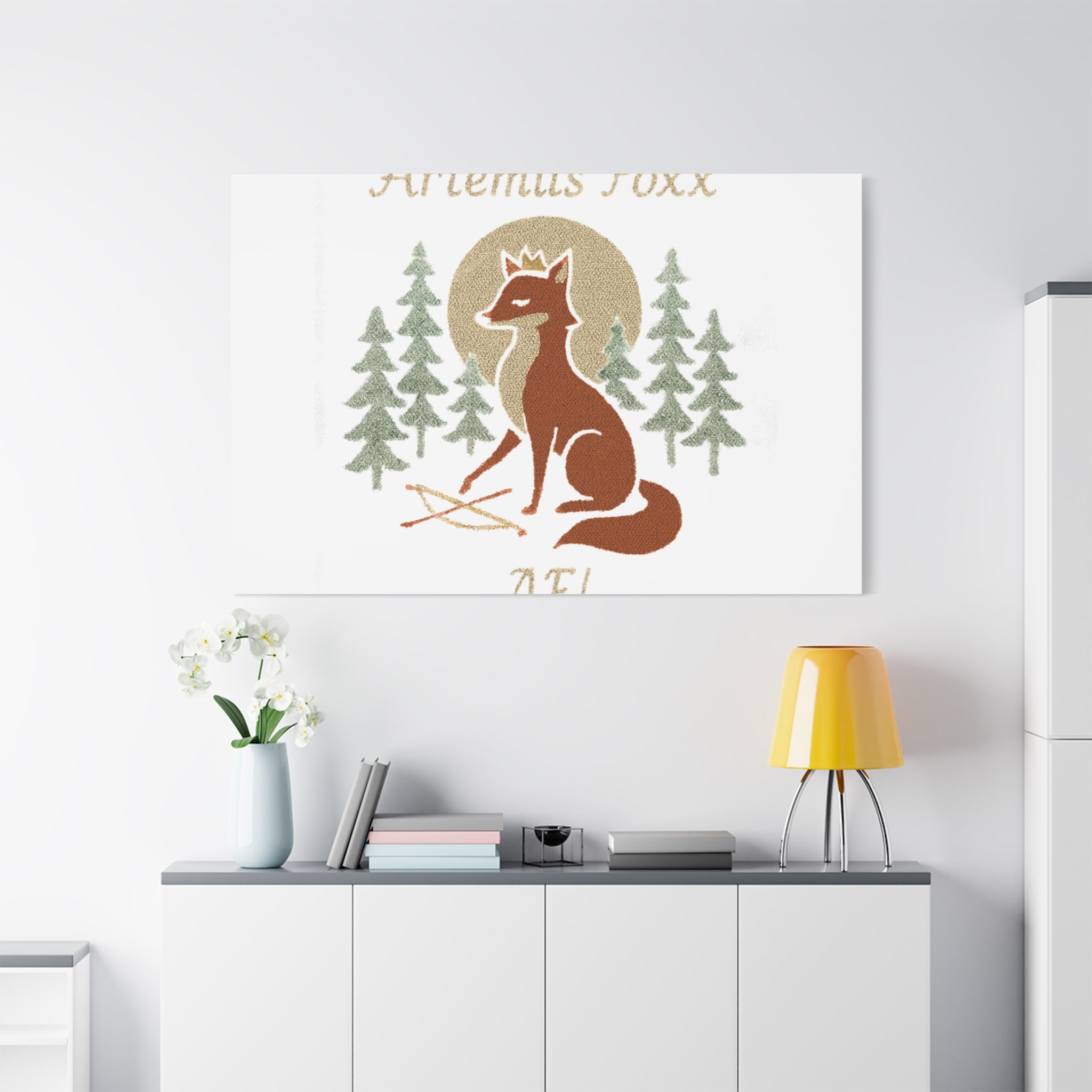 Artemiis Foxx crown fox illustration Matte Canvas