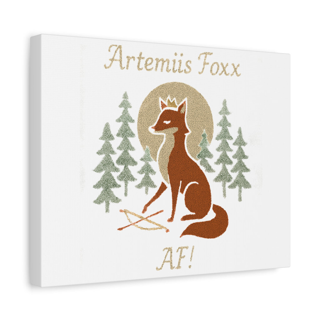 Artemiis Foxx crown fox illustration Matte Canvas