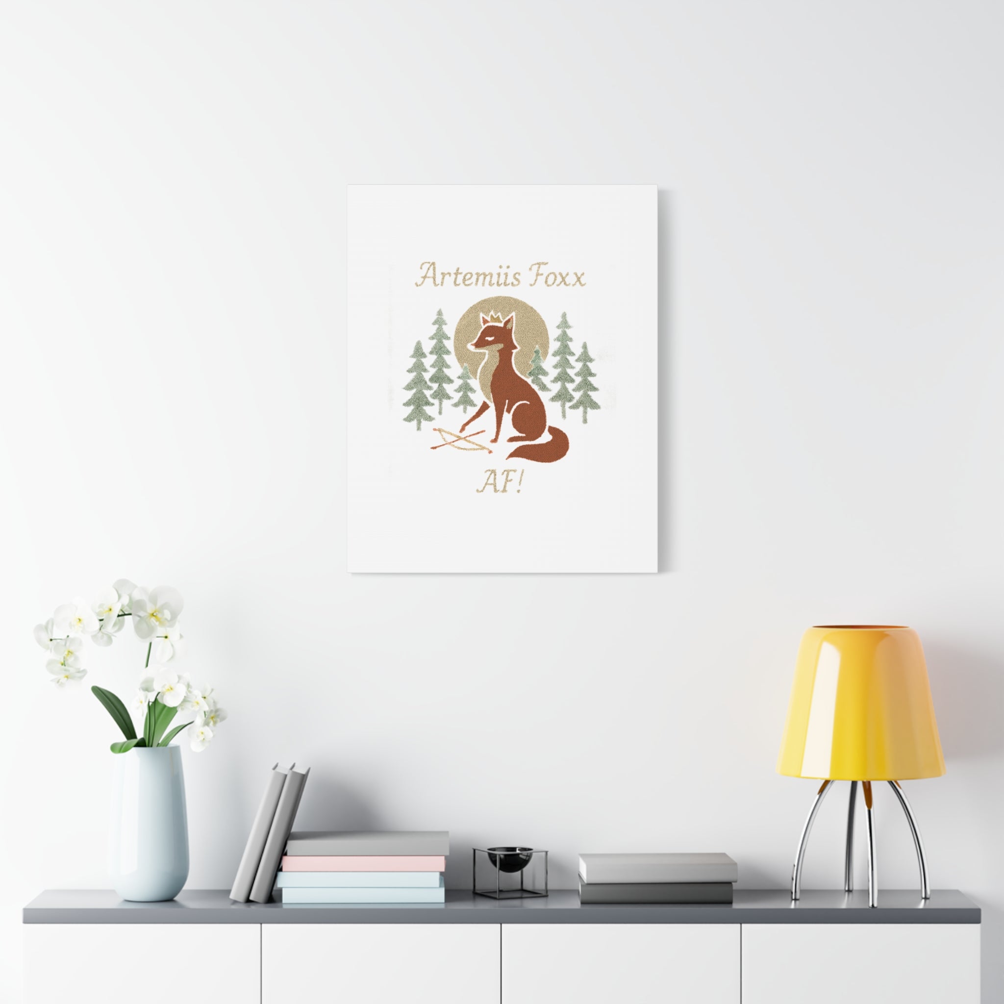 Artemiis Foxx crown fox illustration Matte Canvas