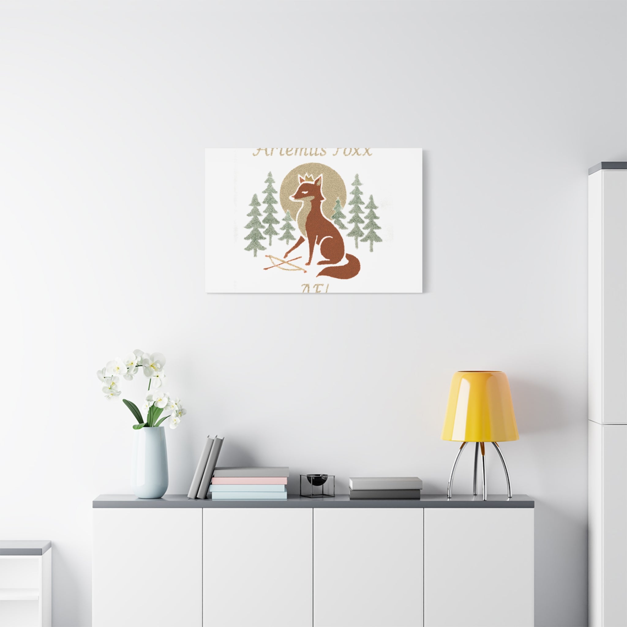 Artemiis Foxx crown fox illustration Matte Canvas