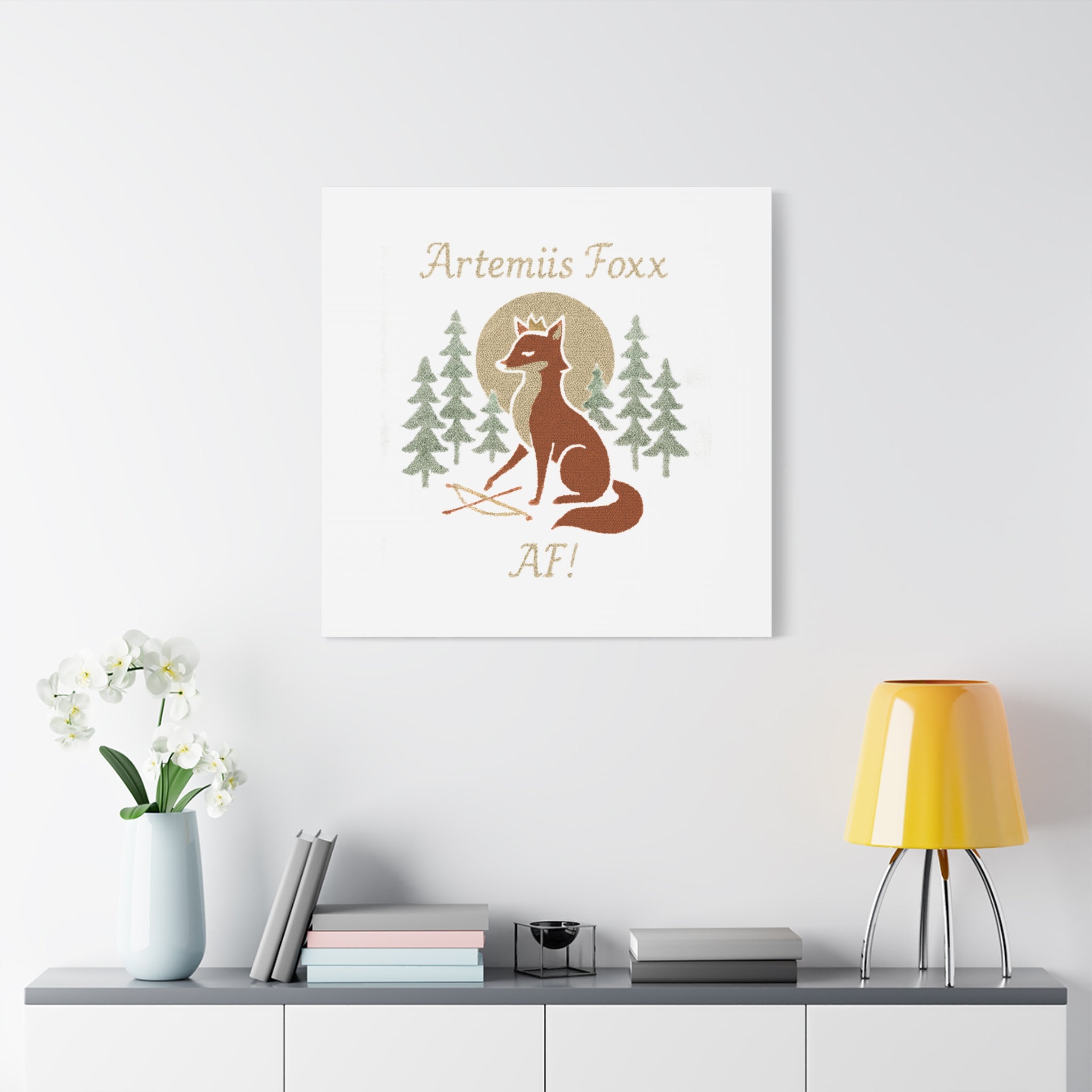 Artemiis Foxx crown fox illustration Matte Canvas