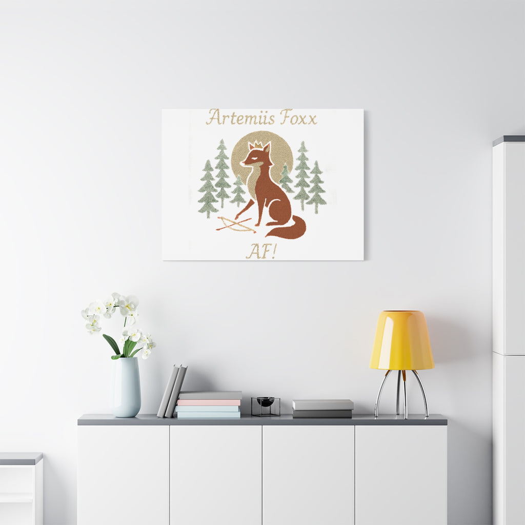 Artemiis Foxx crown fox illustration Matte Canvas