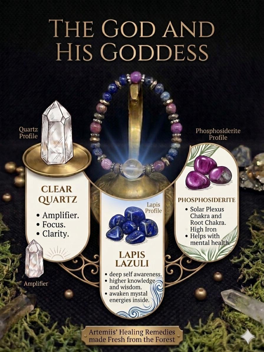 Gods and Goddesses Crystal Bracelet, Natural Crystal Jewelry