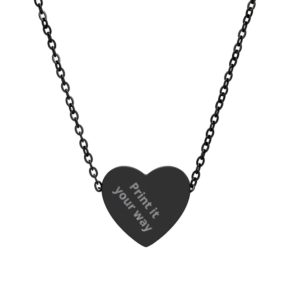 Engraved Heart Nameplate Custom Pendant Necklace - Personalized Fashion Costume Jewelry Accessory, Custom Engraved Necklaces, Engraved Heart Necklaces