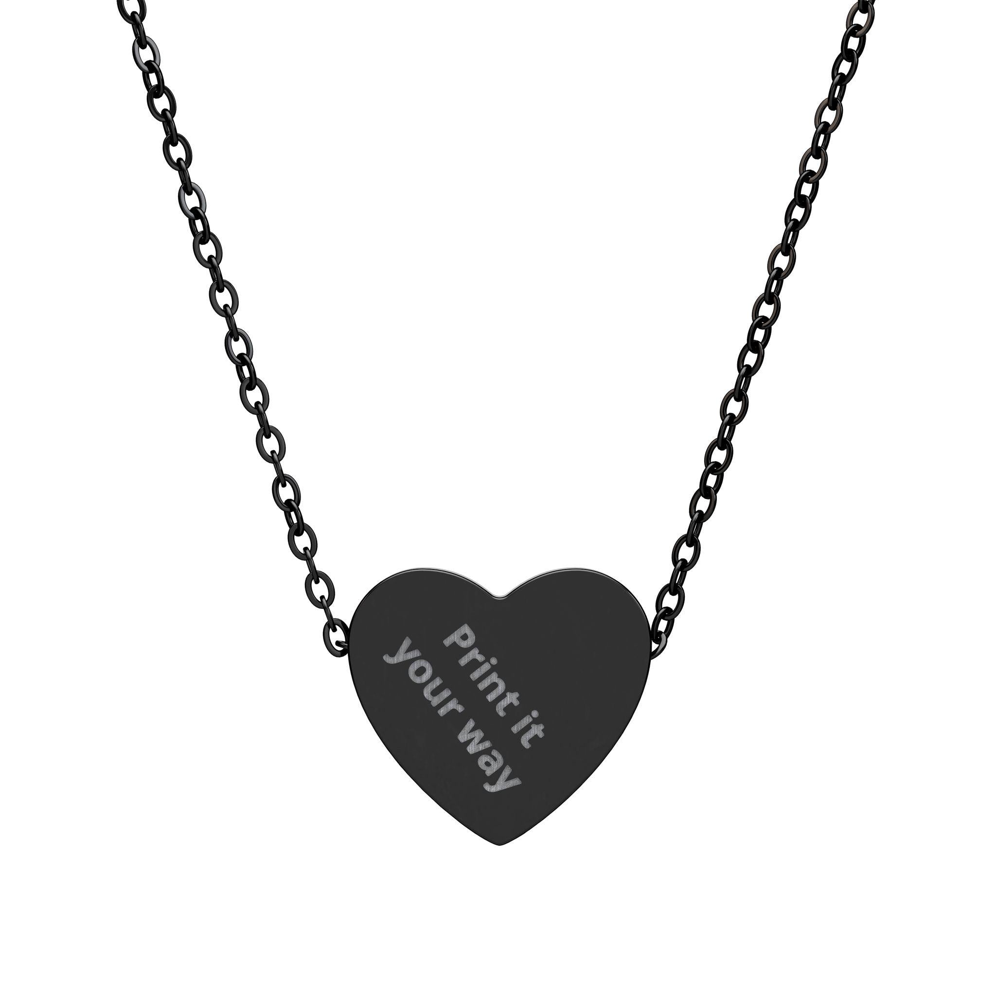 Engraved Heart Nameplate Custom Pendant Necklace - Personalized Fashion Costume Jewelry Accessory, Custom Engraved Necklaces, Engraved Heart Necklaces