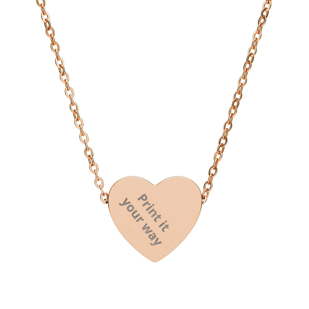 Engraved Heart Nameplate Custom Pendant Necklace - Personalized Fashion Costume Jewelry Accessory, Custom Engraved Necklaces, Engraved Heart Necklaces