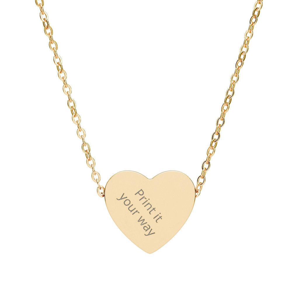 Engraved Heart Nameplate Custom Pendant Necklace - Personalized Fashion Costume Jewelry Accessory, Custom Engraved Necklaces, Engraved Heart Necklaces