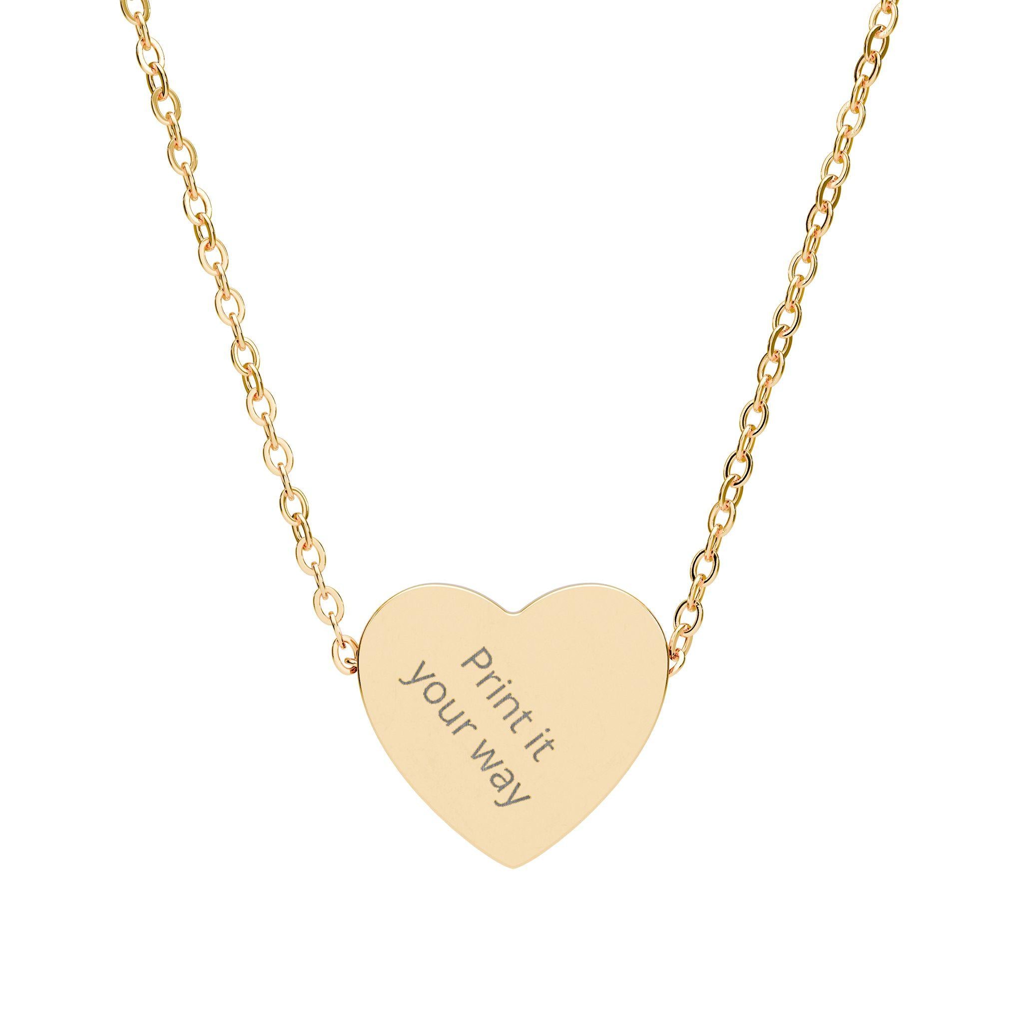 Engraved Heart Nameplate Custom Pendant Necklace - Personalized Fashion Costume Jewelry Accessory, Custom Engraved Necklaces, Engraved Heart Necklaces
