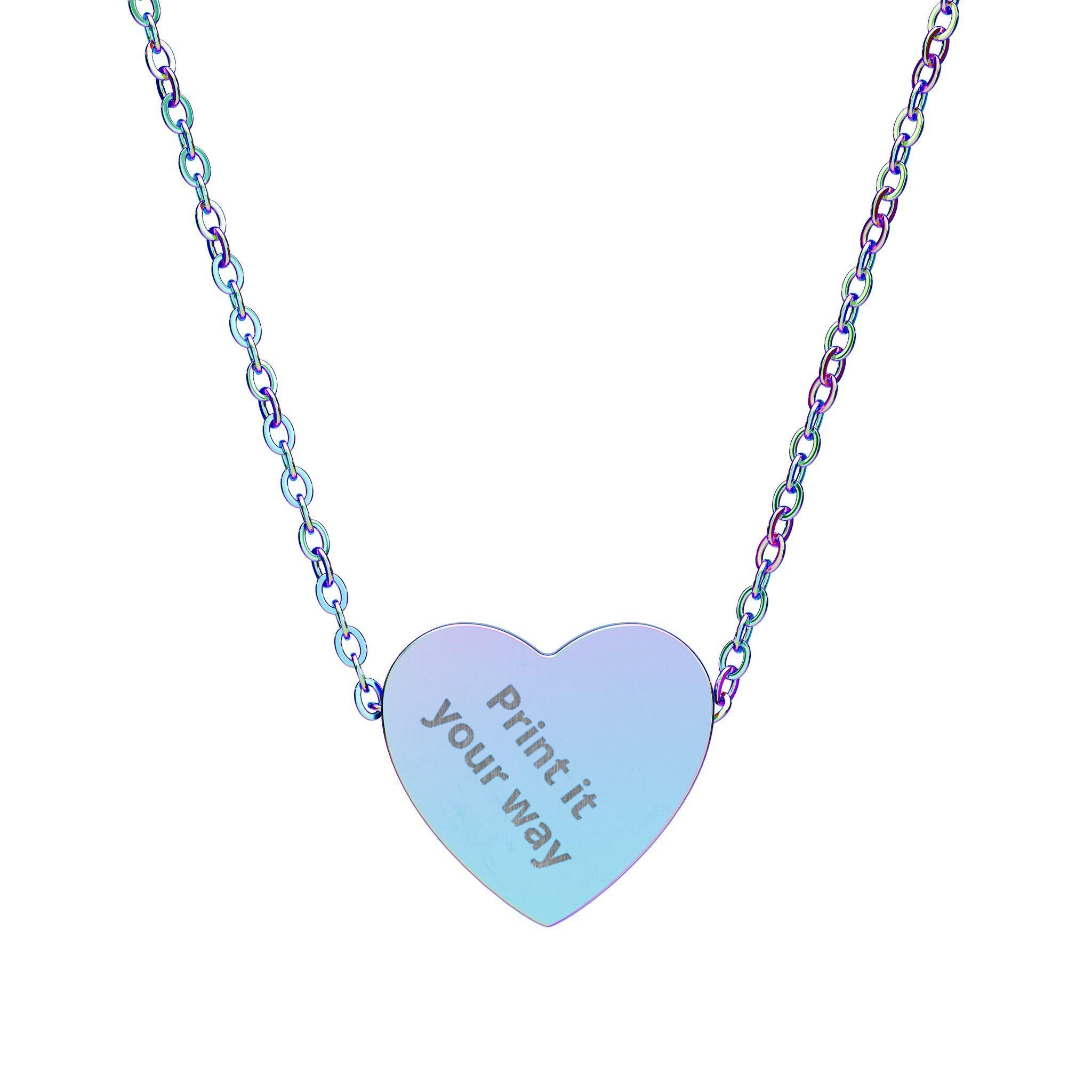 Engraved Heart Nameplate Custom Pendant Necklace - Personalized Fashion Costume Jewelry Accessory, Custom Engraved Necklaces, Engraved Heart Necklaces