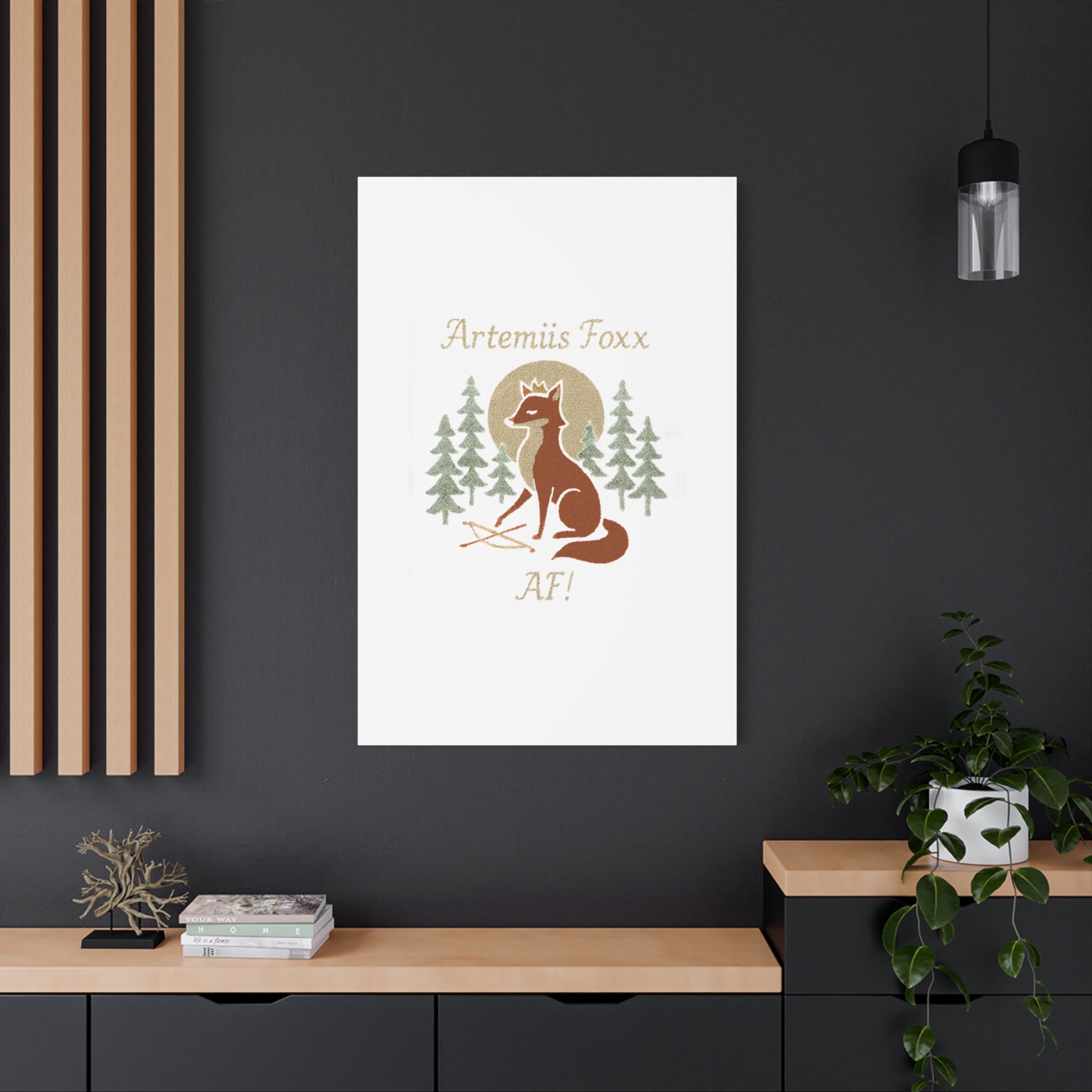 Artemiis Foxx crown fox illustration Matte Canvas