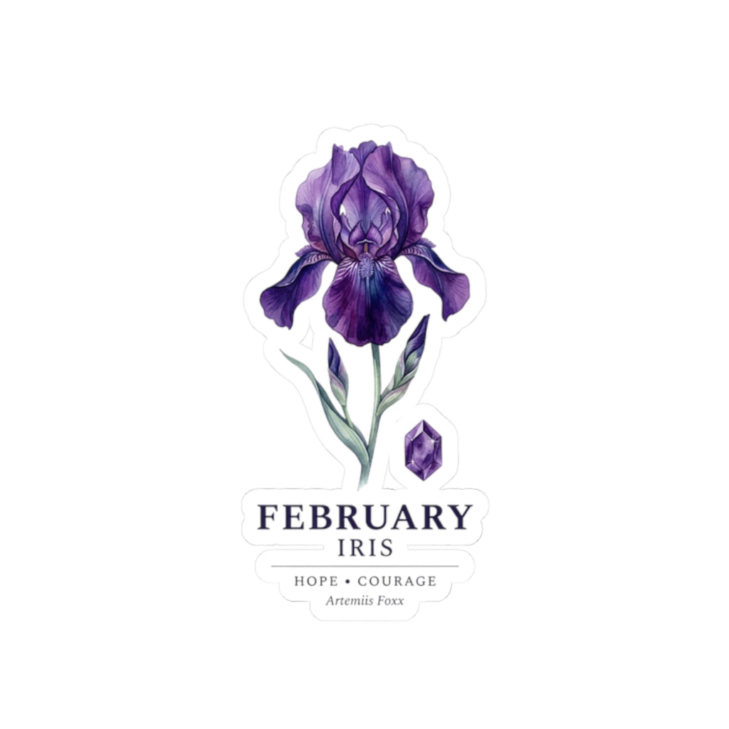 February Iris Sticker | Birth Flower, Botanical Birthday Sticker